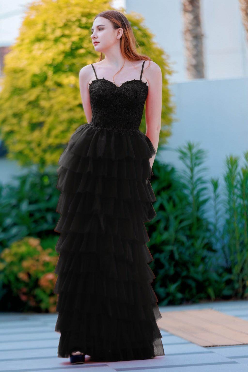 Sheath-Column Floor Length Tulle Prom Dress CS0496 - COCOMELODY